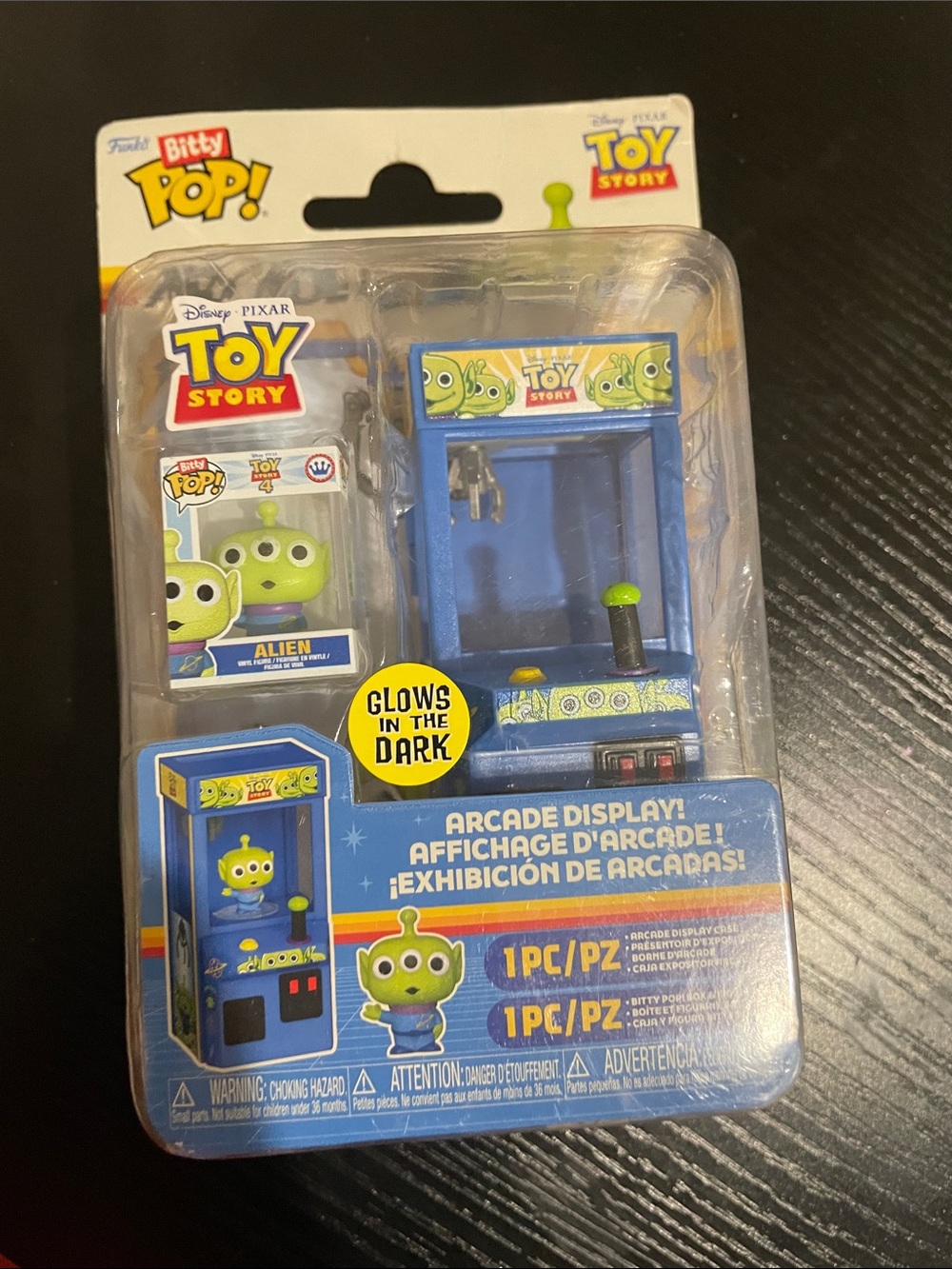 Funko Toy Story Blue Arcade Display with Green Alien Bitty Pop